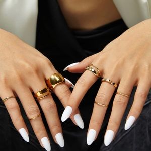 ✨ Press On Nails Shorts Almond PressOn Nails with Nail Glue White Press OnNails